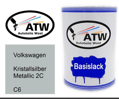 Volkswagen, Kristallsilber Metallic 2C, C6: 500ml Lackdose, von ATW Autoteile West.